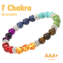 Load image into Gallery viewer, Original 7 Chakra Reiki Feng Shui Bracelet with Semi Precious Gemstone Beads Crystals for Triple Protection.
