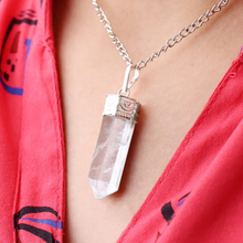 Load image into Gallery viewer, Clear Quartz Pencil Pendant with Chain - Helps in Clarity, Energy Amplification, and Healing - Suitable for All
