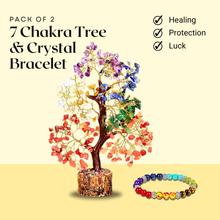 Load image into Gallery viewer, 7 Chakra Healing Bracelet &amp; 7 Chakra Crystal Tree Set - Enhance Energy &amp; Spiritual Balance
