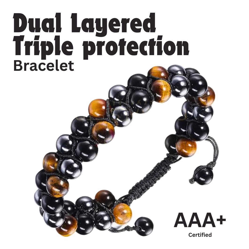 Dual Layered Triple Protection Bracelet - Helps in Confidence, Strength, and Balance - Suitable for Unisex