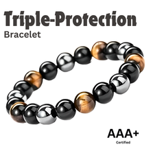 Load image into Gallery viewer, Activated Natural Black Obsidian, Hematite and Tiger Eye Stone Combination Bracelet A triple Protection Bracelet | For Negativity Evil Eye Spirit Protection | Best Protection Stones
