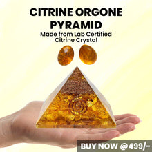 Load image into Gallery viewer, Reiki Healing &amp; Vastu Fengshui: Yellow Citrine Orgone Pyramid for Manifest Goals &amp; Success | Best Gift for Home &amp; Office Décor
