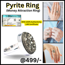 Load image into Gallery viewer, Certified Original Pyrite Ring for Women and Men - Real Pyrite Stone Crystal Ring for Wealth, Abundance and Success | Adjustable Fit Size for everyone
