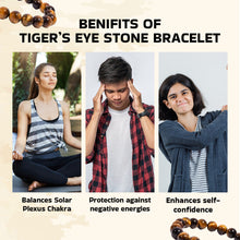 Load image into Gallery viewer, Certified Tiger Eye Brown Stone Bracelet: Will Power &amp; Protection for Unisex
