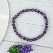 Load image into Gallery viewer, Natural Healing Gemstone Amethyst Purple Bracelet for Men, Women, &amp; kids, Round Beads for Reiki Healing
