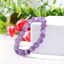 Load image into Gallery viewer, Natural Healing Gemstone Amethyst Purple Bracelet for Men, Women, &amp; kids, Round Beads for Reiki Healing
