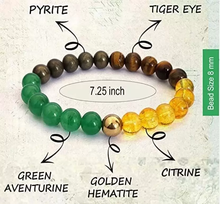 Load image into Gallery viewer, Money Magnet Crystal Bracelet For Wealth Income &amp; Prosperity Citrine, Hematite, Green Aventurine, Pyrite, Tiger Eye For Unisex
