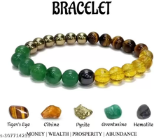 Load image into Gallery viewer, Money Magnet Crystal Bracelet For Wealth Income &amp; Prosperity Citrine, Hematite, Green Aventurine, Pyrite, Tiger Eye For Unisex
