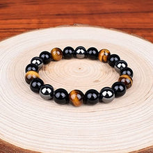 Load image into Gallery viewer, Activated Natural Black Obsidian, Hematite and Tiger Eye Stone Combination Bracelet A triple Protection Bracelet | For Negativity Evil Eye Spirit Protection | Best Protection Stones
