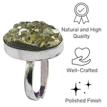 Load image into Gallery viewer, Certified Original Pyrite Ring for Women and Men - Real Pyrite Stone Crystal Ring for Wealth, Abundance and Success | Adjustable Fit Size for everyone
