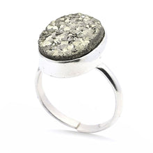 Load image into Gallery viewer, Certified Original Pyrite Ring for Women and Men - Real Pyrite Stone Crystal Ring for Wealth, Abundance and Success | Adjustable Fit Size for everyone
