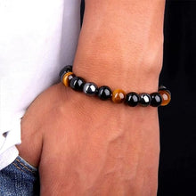 Load image into Gallery viewer, Activated Natural Black Obsidian, Hematite and Tiger Eye Stone Combination Bracelet A triple Protection Bracelet | For Negativity Evil Eye Spirit Protection | Best Protection Stones
