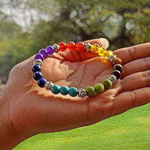 Load image into Gallery viewer, Original 7 Chakra Reiki Feng Shui Bracelet with Semi Precious Gemstone Beads Crystals for Triple Protection.
