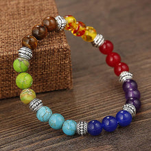 Load image into Gallery viewer, Original 7 Chakra Reiki Feng Shui Bracelet with Semi Precious Gemstone Beads Crystals for Triple Protection.
